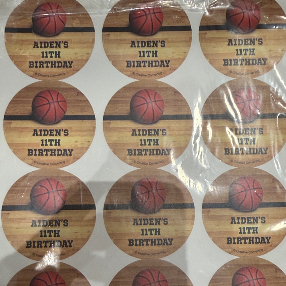Basketball Birthday Sticker Sheet - Custom Aiden's 11th